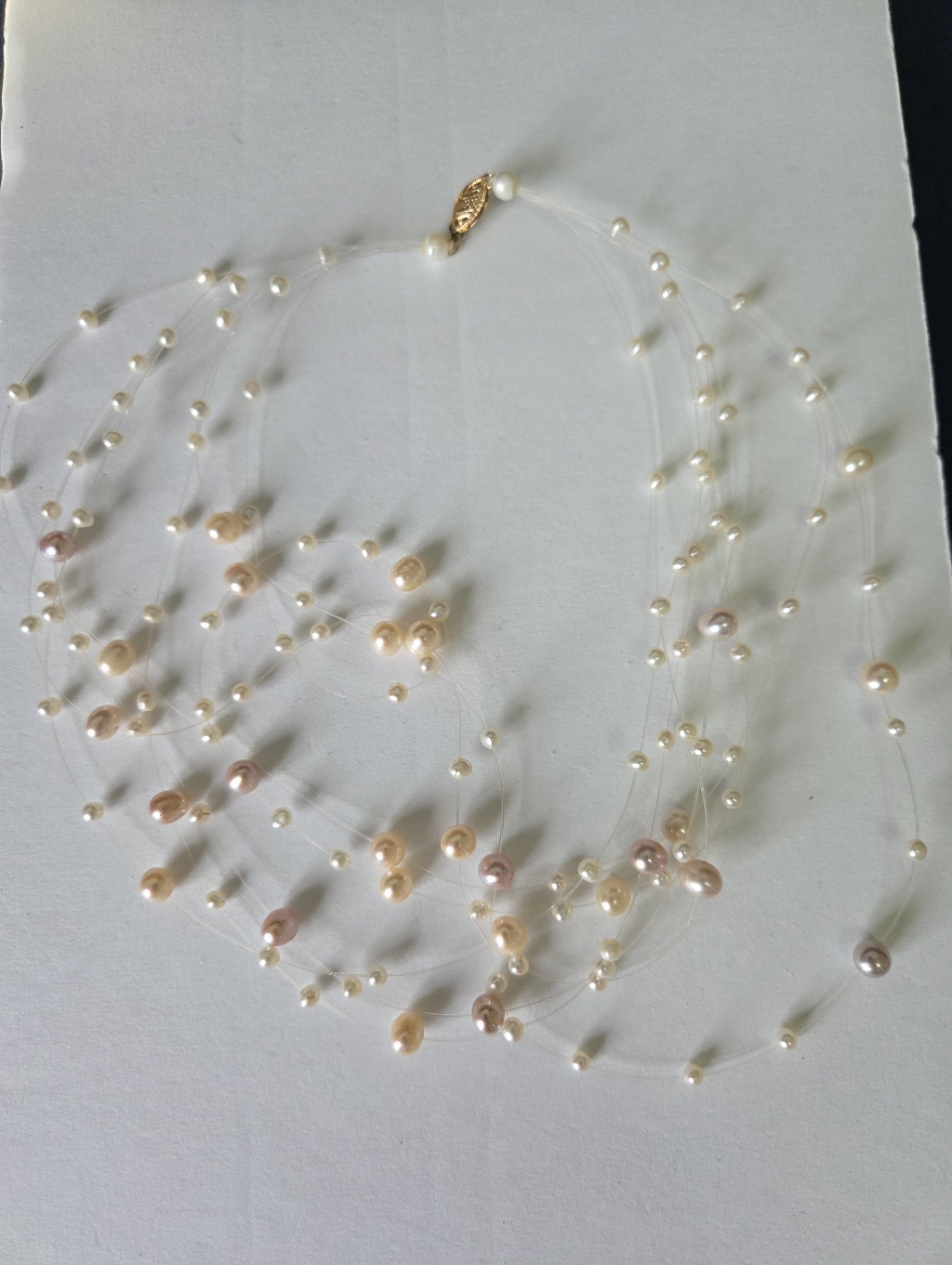 14k Gold Scattered Pearl Necklace